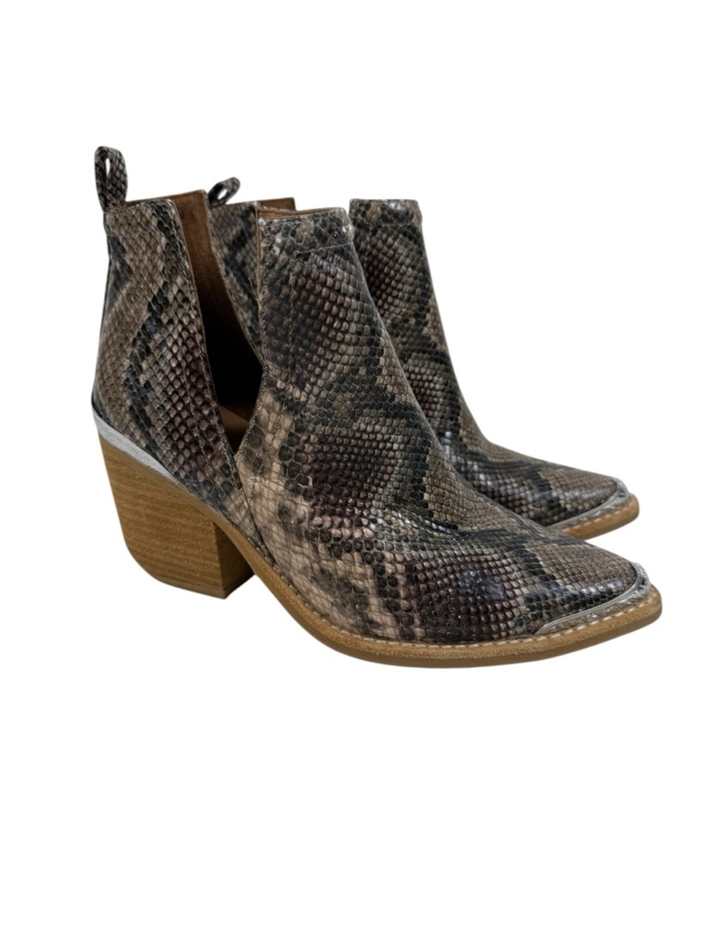 Jeffrey Campbell Cromwell Snakeskin Embossed Leather Western Ankle Boot Festival
